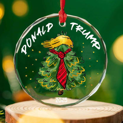 Custom Trump 2025 Glass Christmas Ornament | MAGA Patriotic Ornament | 47th President Republican Gift 683525 - GOP