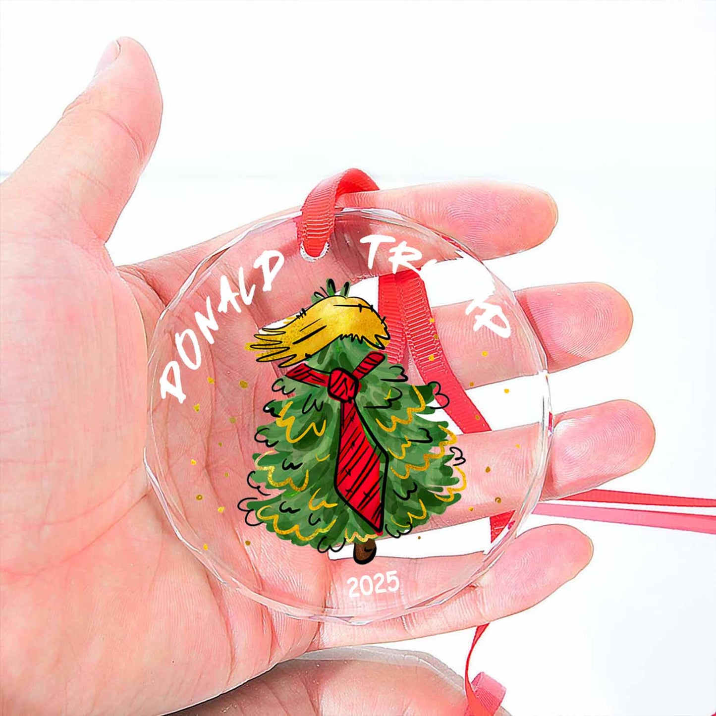 Custom Trump 2025 Glass Christmas Ornament | MAGA Patriotic Ornament | 47th President Republican Gift 683525 - GOP