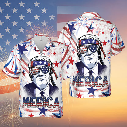 No More Bullsh*t Trump Make 4th of July Great Again Hawaiian Shirt | Patriotic America Independence Day Hawaiian Shirt 682301 - GOP