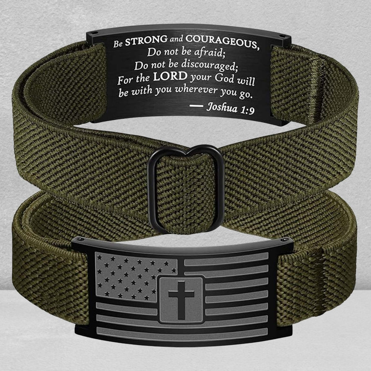 American Flag Cross Christian Bracelets | Personalized Nylon Wristbands | Stocking Stuffers For Man 683766