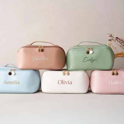 Personalized Name Makeup Bag | Custom Leather Cosmetic Bag | Printing Makeup Bag | Bridesmaid Gift 683746