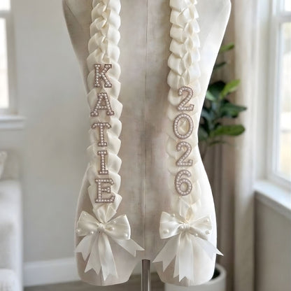 Satin Ribbon Graduation Stole | Personalized Graduation Lei | Custom Name Ribbon Lei | Custom Grad Sash 684890