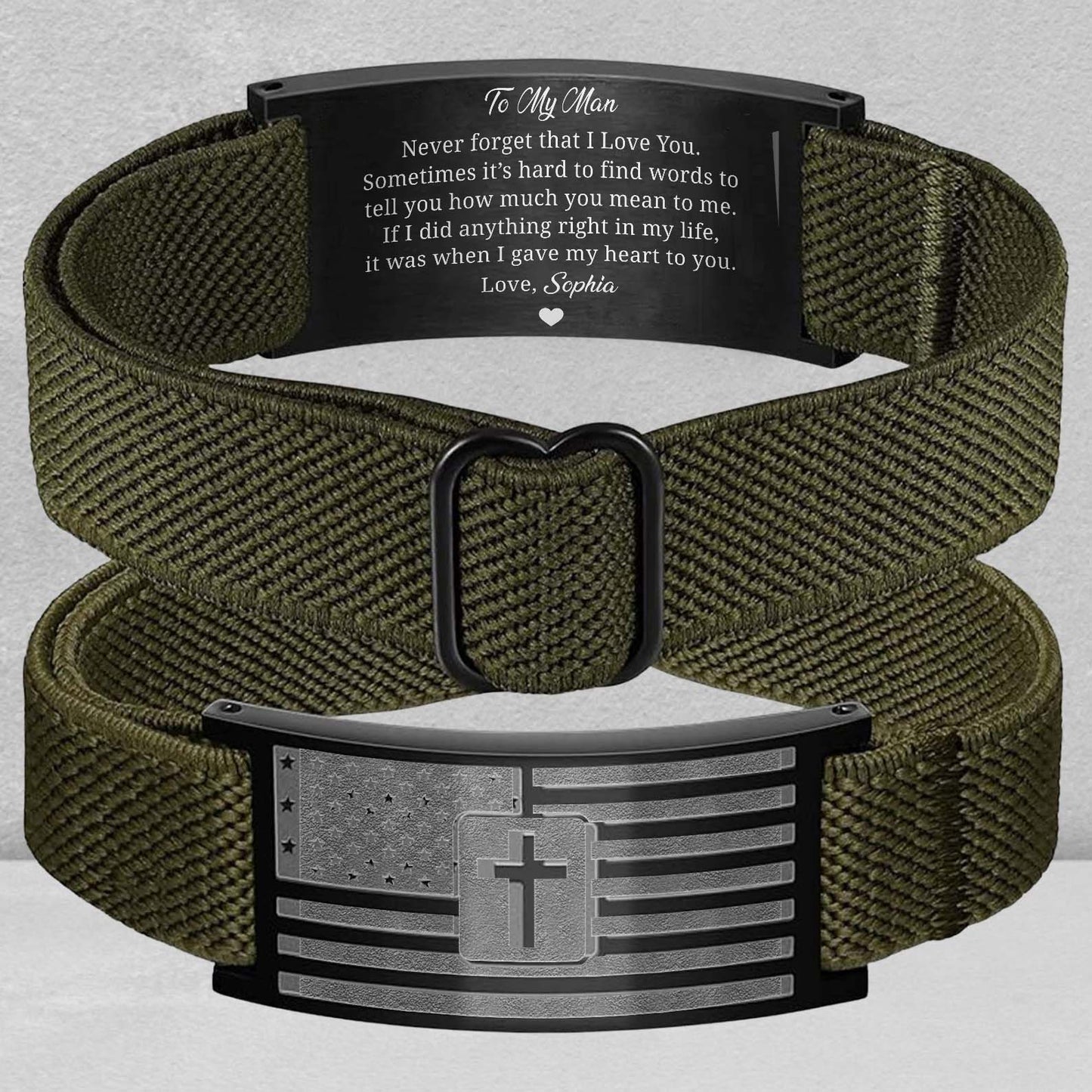 Custom Name I Love You Nylon Bracelet for Men | Personalized Nylon Wristband | Faith Gift for Him, Husband 684094