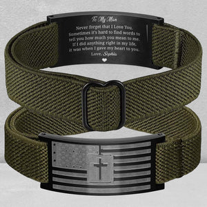 Custom Name I Love You Nylon Bracelet for Men | Personalized Nylon Wristband | Faith Gift for Him, Husband 684094