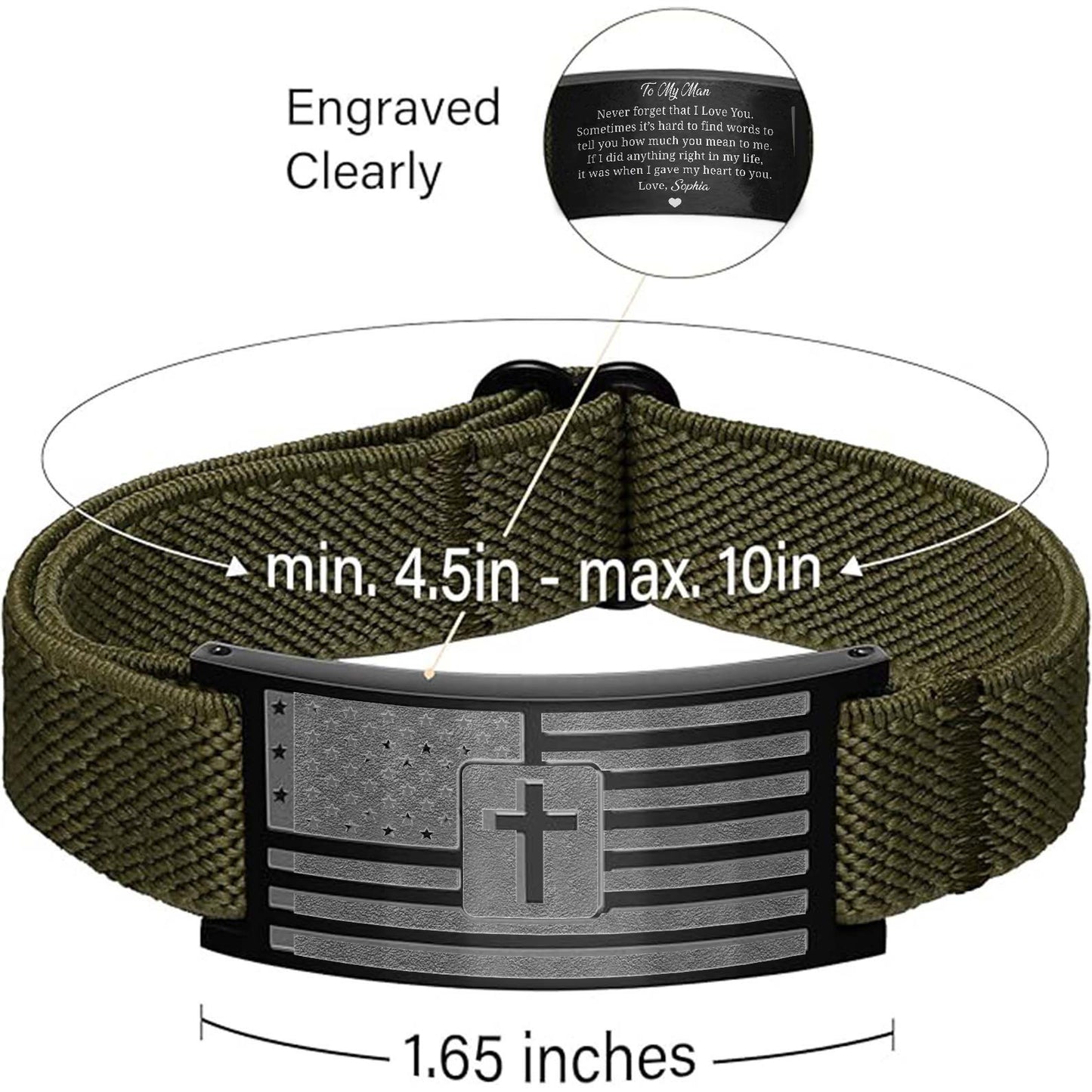 Custom Name I Love You Nylon Bracelet for Men | Personalized Nylon Wristband | Faith Gift for Him, Husband 684094