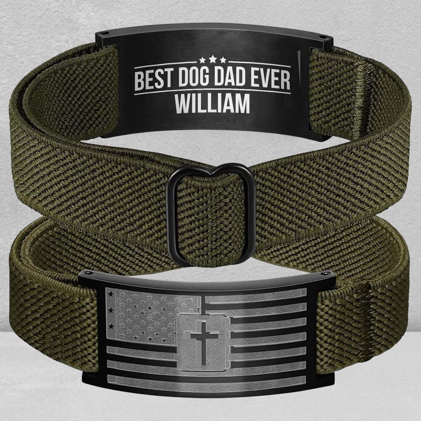 Custom Best Dog Dad Ever Nylon Bracelet for Men | Personalized Nylon Wristband | Stocking Stuffer for Men 683912