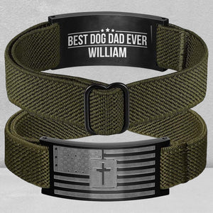 Custom Best Dog Dad Ever Nylon Bracelet for Men | Personalized Nylon Wristband | Stocking Stuffer for Men 683912