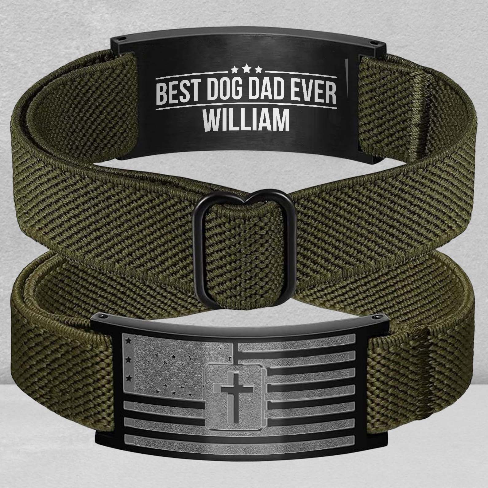 Custom Best Dog Dad Ever Nylon Bracelet for Men | Personalized Nylon Wristband | Stocking Stuffer for Men 683912