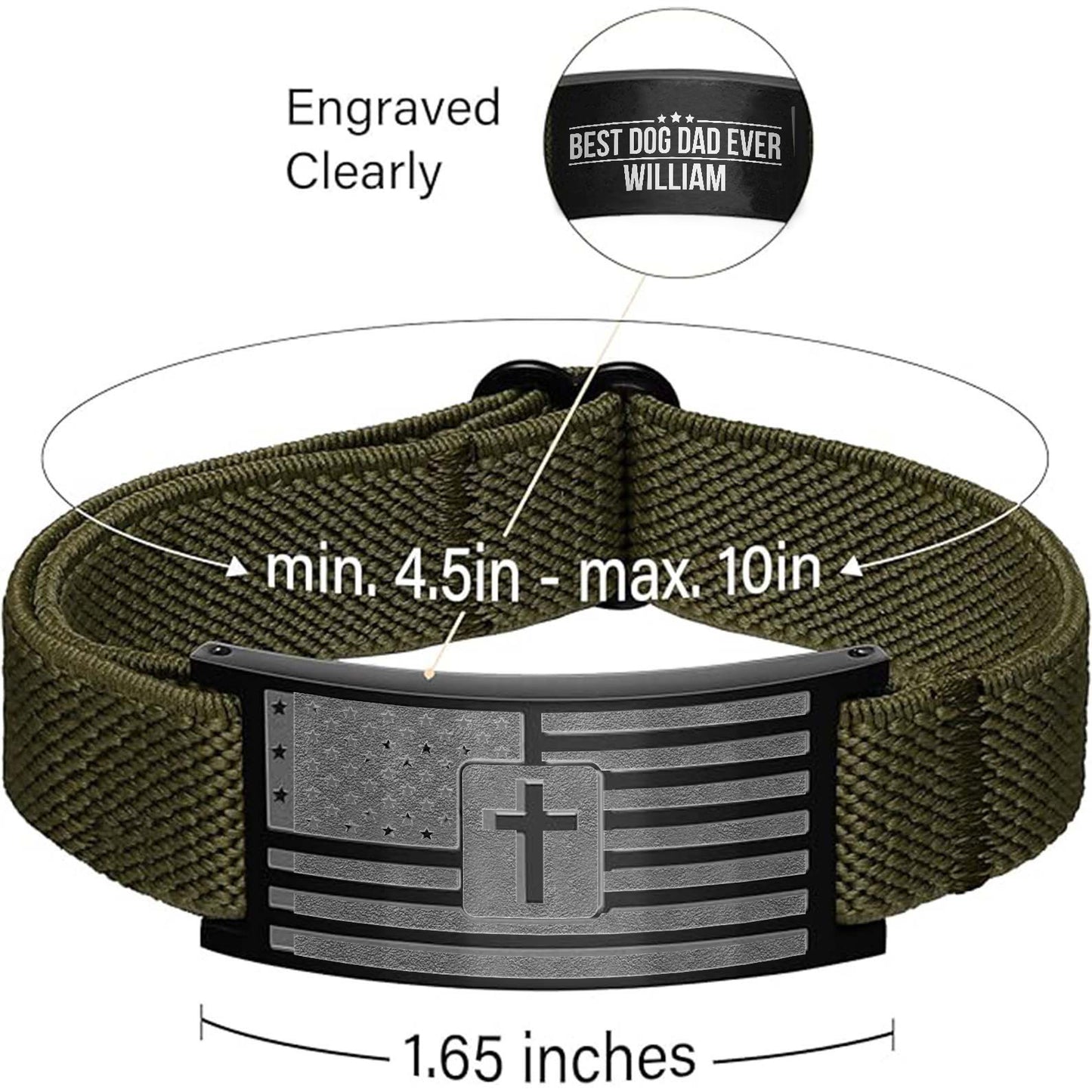 Custom Best Dog Dad Ever Nylon Bracelet for Men | Personalized Nylon Wristband | Stocking Stuffer for Men 683912