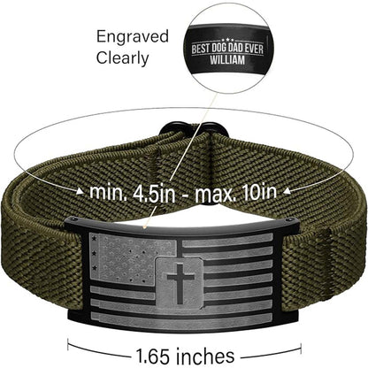 Custom Best Dog Dad Ever Nylon Bracelet for Men | Personalized Nylon Wristband | Stocking Stuffer for Men 683912