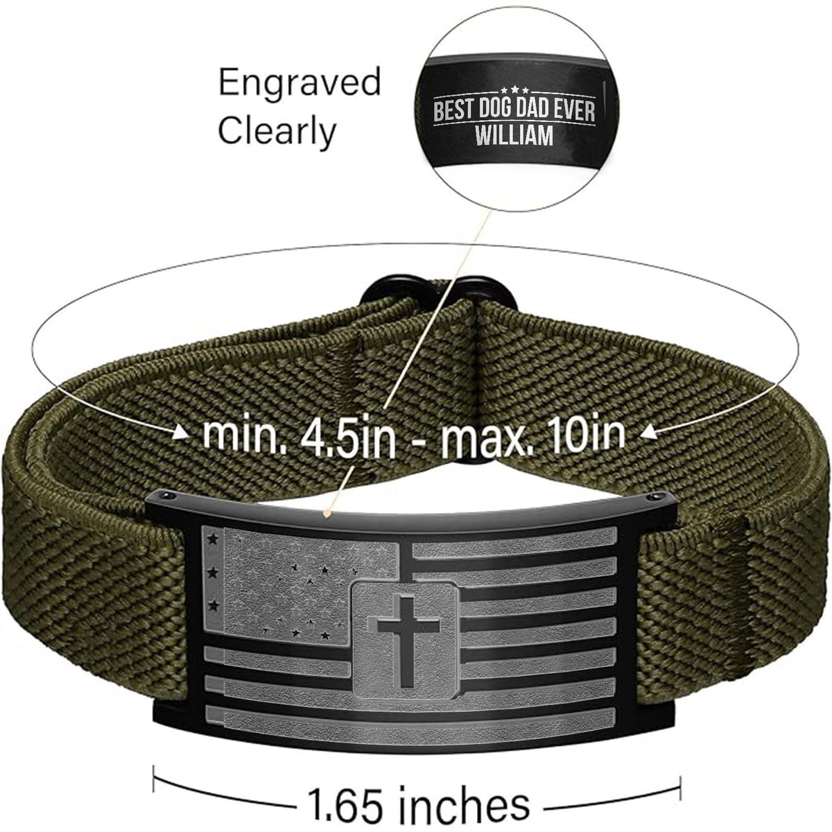 Custom Best Dog Dad Ever Nylon Bracelet for Men | Personalized Nylon Wristband | Stocking Stuffer for Men 683912