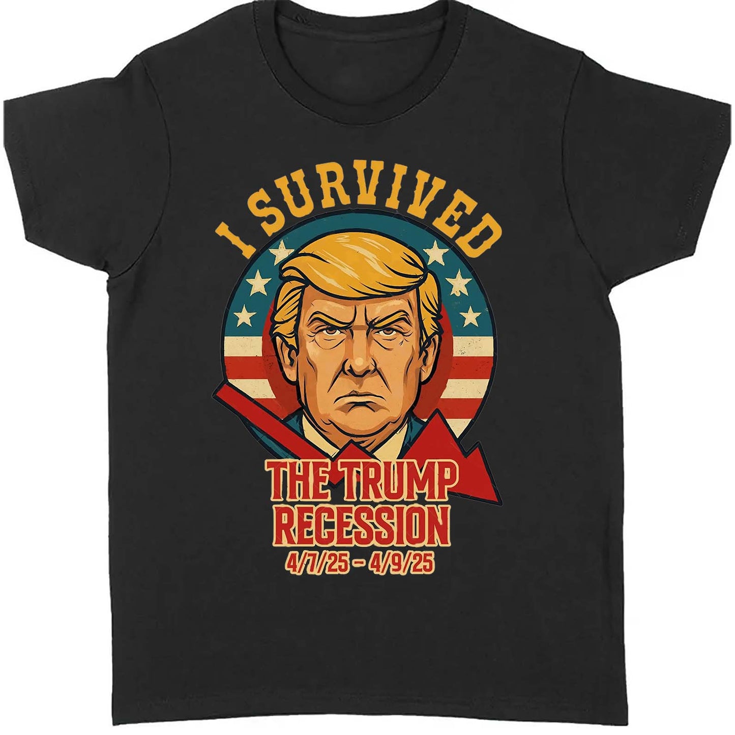 I Survived The Trump Recession Shirt – Funny 8647 Anti Trump Political Protest Tee, Anti MAGA Satire Dark Shirt For Democrat Supporters 682212