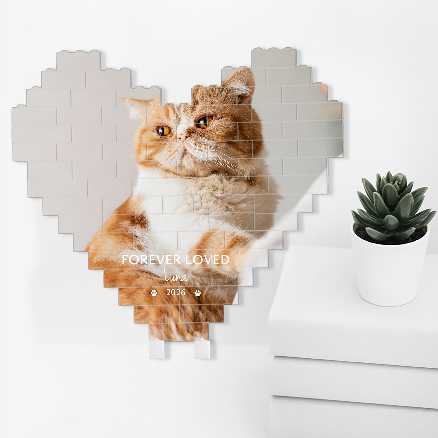 Custom Photo Building Brick Blocks | Personalized Heart Shape Brick Blocks | Memorial Gifts For Pet Lovers 684301