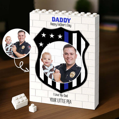 Police Officer Brick Block | Custom Photo Building Brick Blocks | Personalized Father's Day Gift 684289