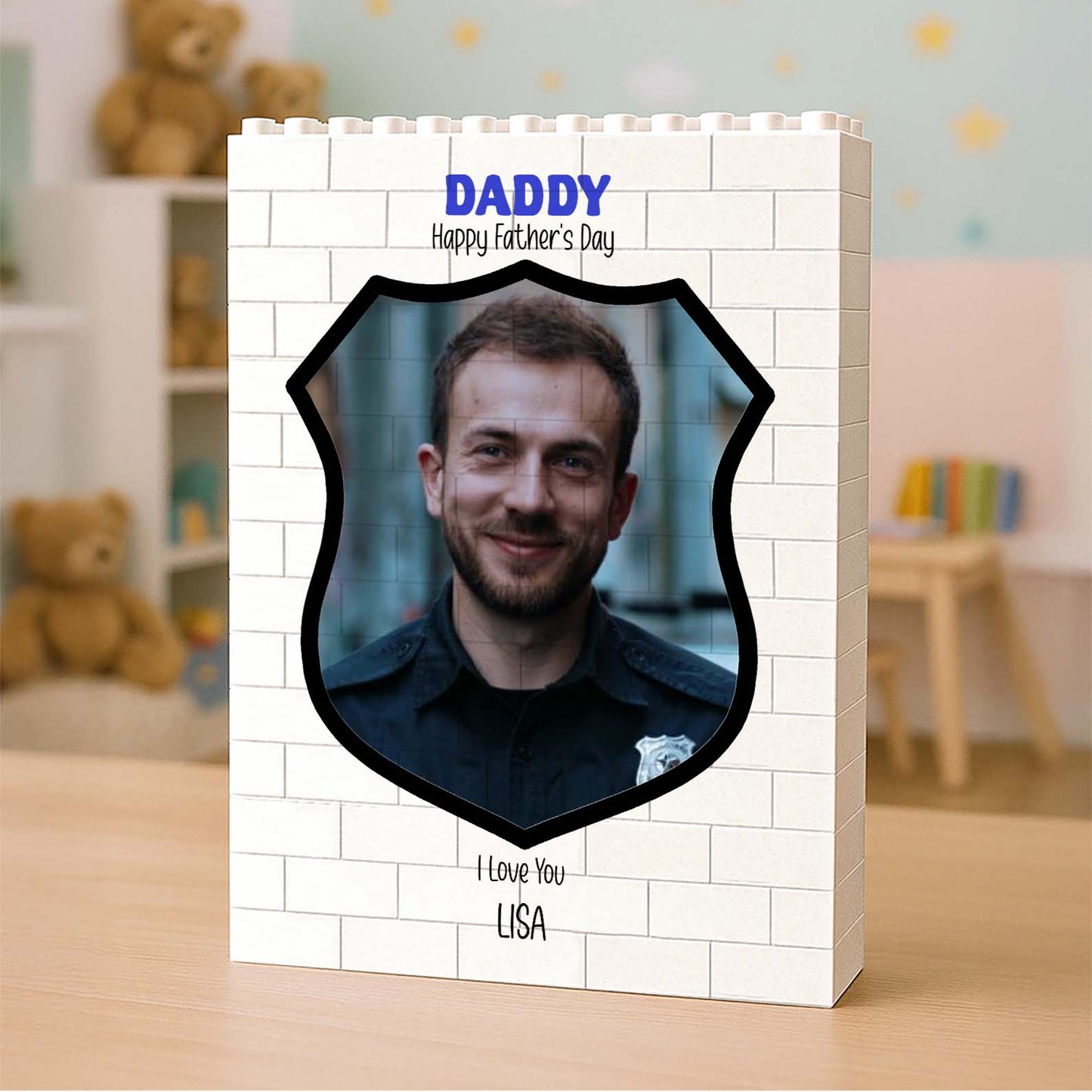 Police Officer Brick Block | Custom Photo Building Brick Blocks | Personalized Father's Day Gift 684289-2