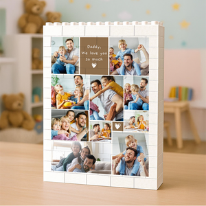 Custom Photo Dad And Kids Building Brick Blocks, Personalized Father's Day Gift, Unique Gift For Dad 685071