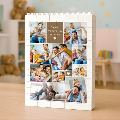 Custom Photo Dad And Kids Building Brick Blocks, Personalized Father's Day Gift, Unique Gift For Dad 685071