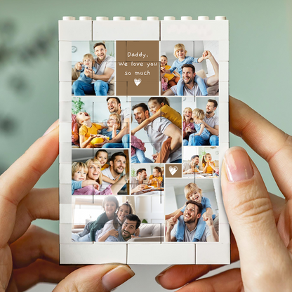 Custom Photo Dad And Kids Building Brick Blocks, Personalized Father's Day Gift, Unique Gift For Dad 685071