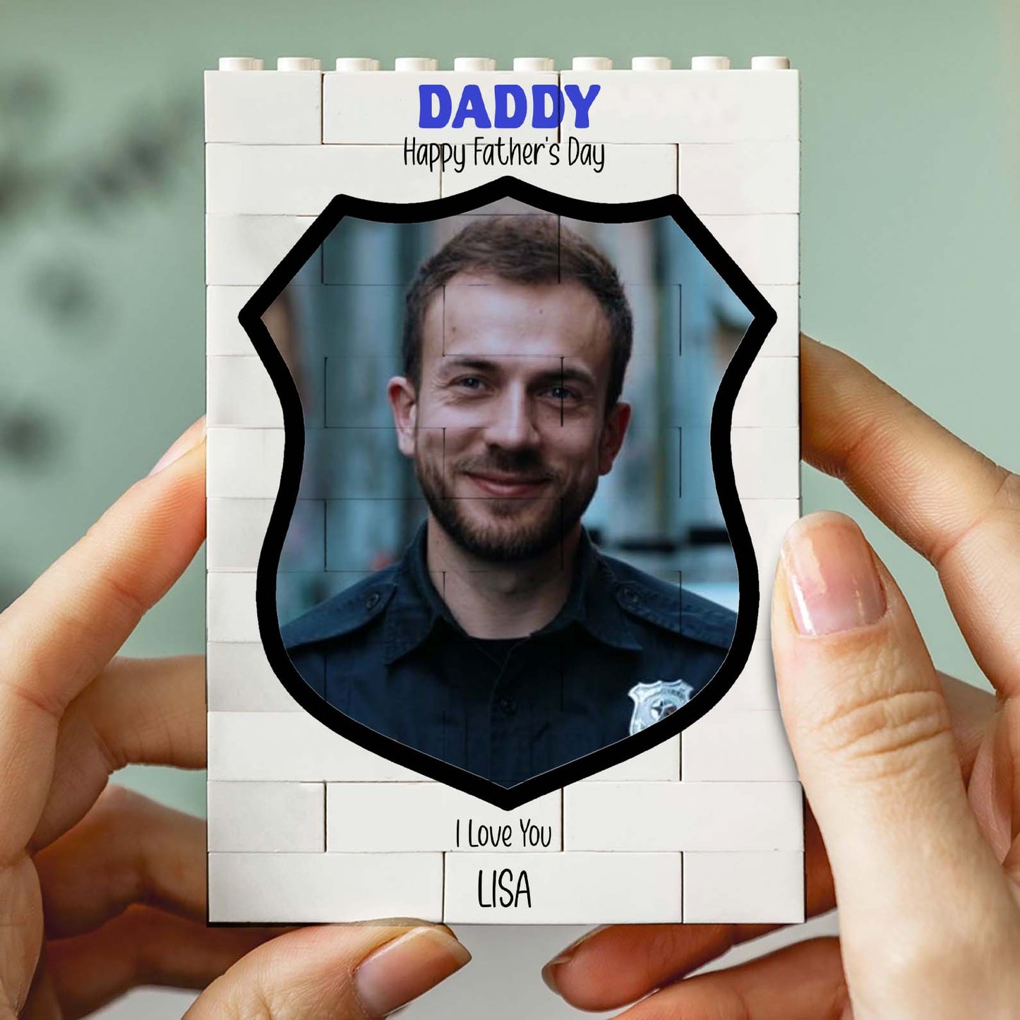 Police Officer Brick Block | Custom Photo Building Brick Blocks | Personalized Father's Day Gift 684289-2