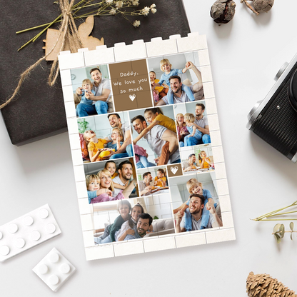 Custom Photo Dad And Kids Building Brick Blocks, Personalized Father's Day Gift, Unique Gift For Dad 685071