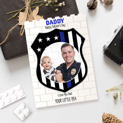 Police Officer Brick Block | Custom Photo Building Brick Blocks | Personalized Father's Day Gift 684289