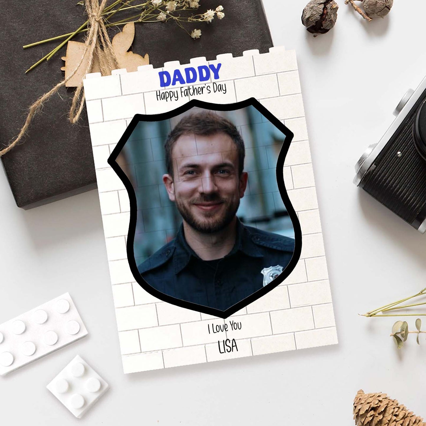 Police Officer Brick Block | Custom Photo Building Brick Blocks | Personalized Father's Day Gift 684289-2