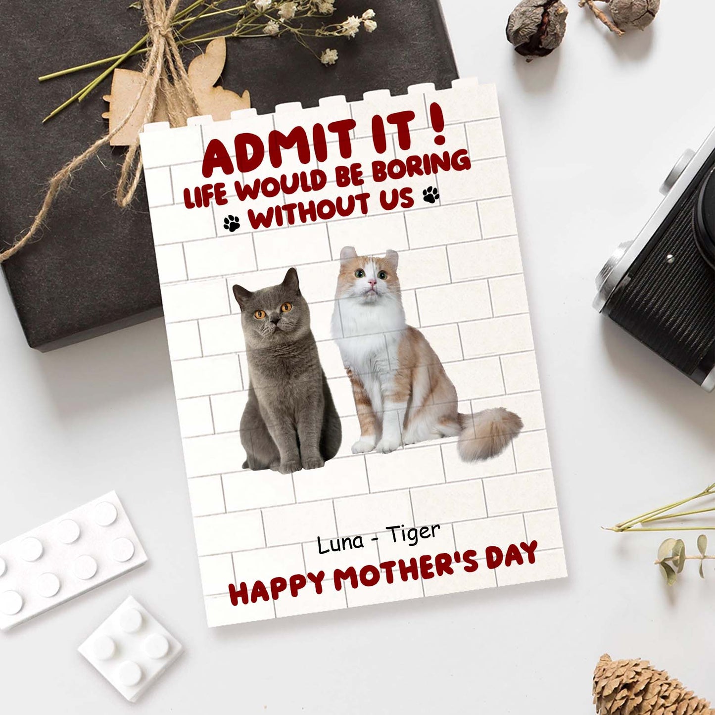 Custom Photo Building Brick Blocks | Life Is Boring Without Us | Personalized Gift For Mother's Day 684300