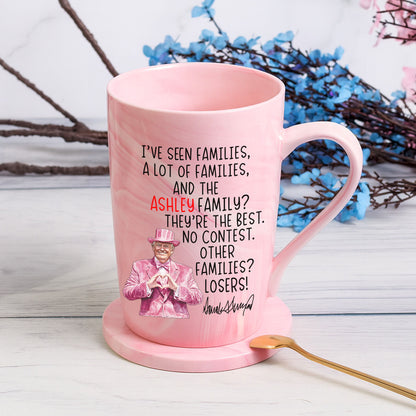 Personalized Family Name Donald Trump Mug | Funny Trump Coffee Mug | Pink Ceramic Mug 683948 – GOP