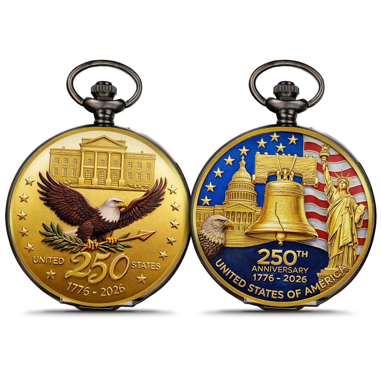 250 Years Anniversary 1776–2026 Pocket Watch, Patriotic 4th of July Pocket Watch 684027
