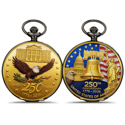 250 Years Anniversary 1776–2026 Pocket Watch, Patriotic 4th of July Pocket Watch 684027