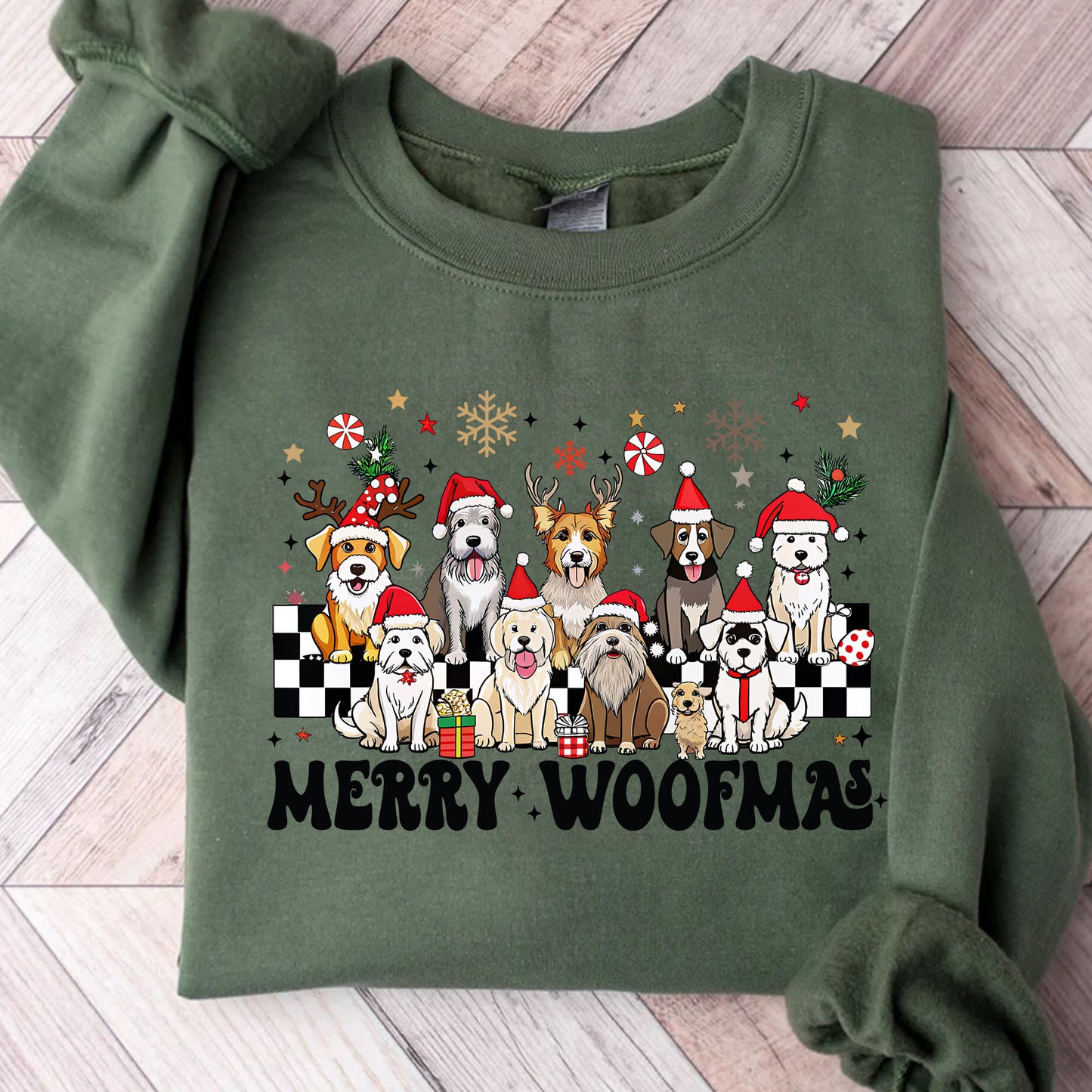 Merry Woofmas Sweatshirt, Pet Lovers Christmas Sweatshirt, Happy Christmas Ugly Sweatshirt - K1492