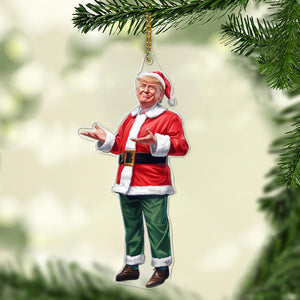 Trump Red Santa, Christmas Trump Acrylic Ornament | Perfect for Car & Christmas Tree Decor C1619 - GOP