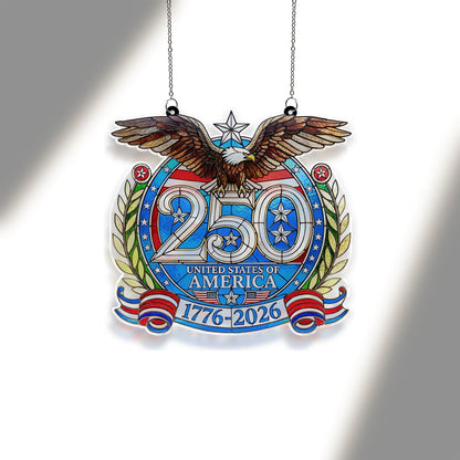 250 Years of America Suncatcher Ornament, 250th Anniversary 1776-2026 Suncatchers, 4th of July Gift Ornament 684120