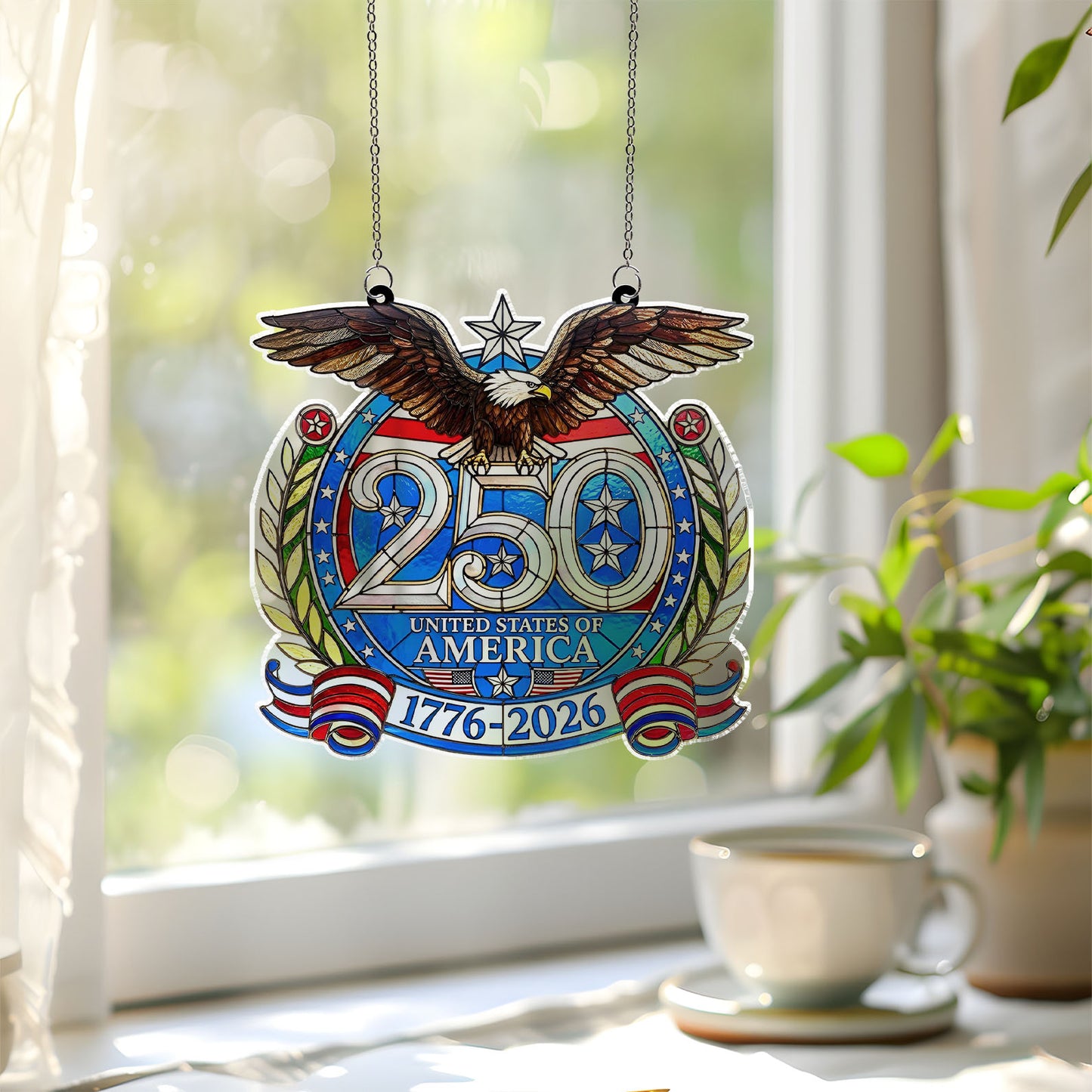 250 Years of America Suncatcher Ornament, 250th Anniversary 1776-2026 Suncatchers, 4th of July Gift Ornament 684120