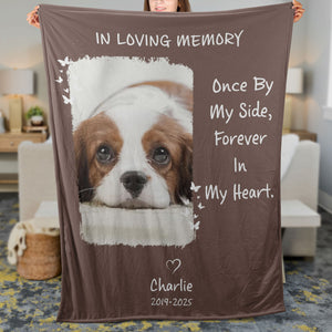 Once By My Side Forever In My Heart, Personalized Memorial Blanket, Memorial Custom Photo Blanket, Remembrance Gift- 681951