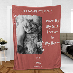 Once By My Side Forever In My Heart, Personalized Memorial Blanket, Memorial Custom Photo Blanket, Remembrance Gift- 681951