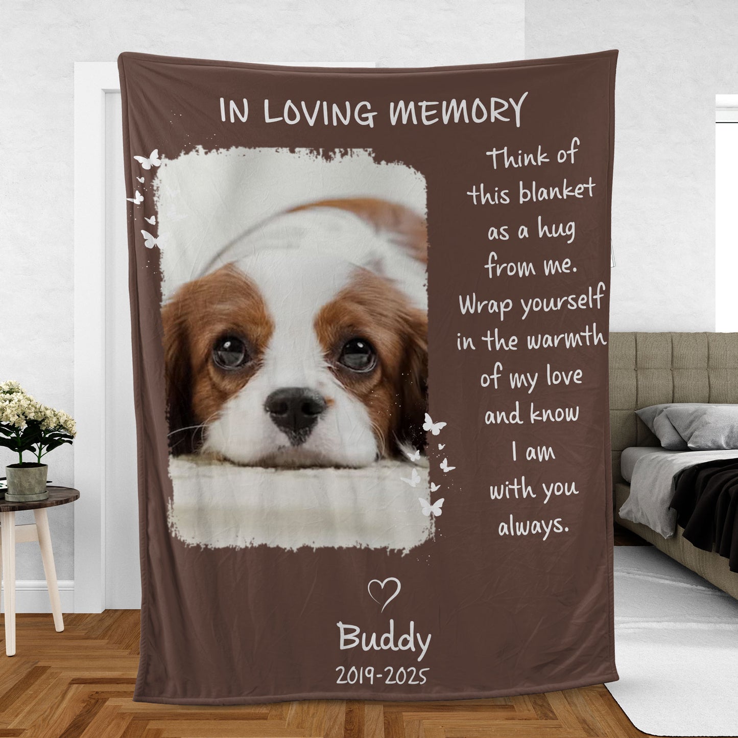 Think Of This Blanket As A Hug From Me, Personalized Memorial Blanket, Memorial Custom Photo Blanket, Remembrance Gift- 681967