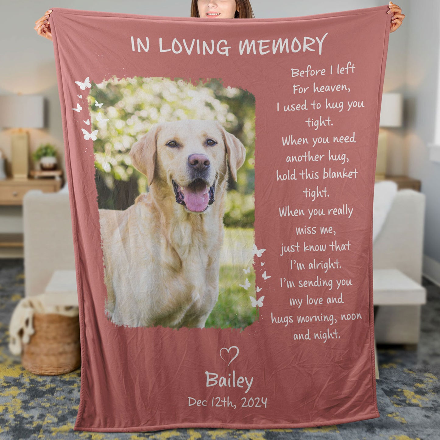 Before I Left For Heaven I Used To Hug You Tight, Personalized Memorial Blanket, Memorial Custom Photo Blanket, Remembrance Gift- 681962