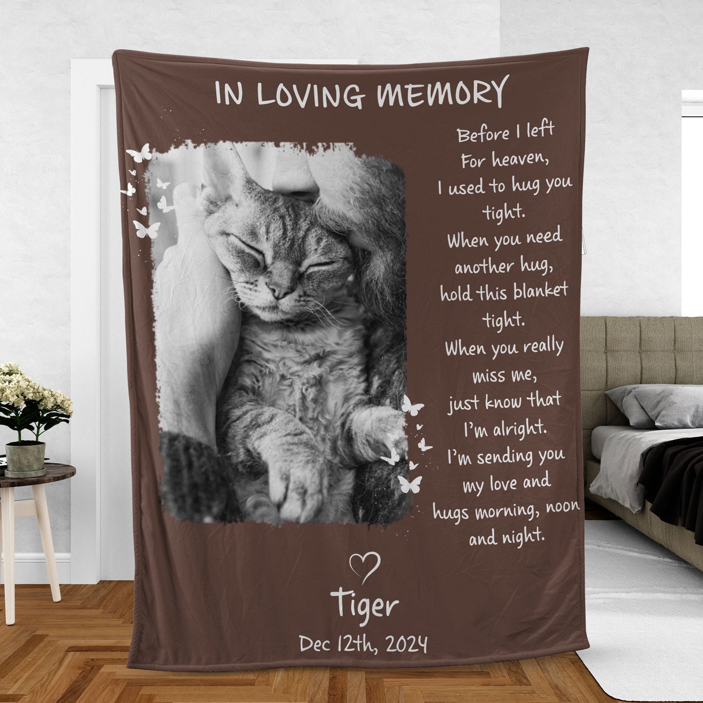 Before I Left For Heaven I Used To Hug You Tight, Personalized Memorial Blanket, Memorial Custom Photo Blanket, Remembrance Gift- 681962