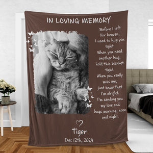 Before I Left For Heaven I Used To Hug You Tight, Personalized Memorial Blanket, Memorial Custom Photo Blanket, Remembrance Gift- 681951