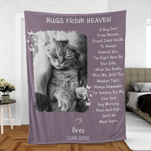 A Hug Sent From Heaven, Personalized Memorial Blanket, Memorial Custom Photo Blanket, Remembrance Gift- 681951