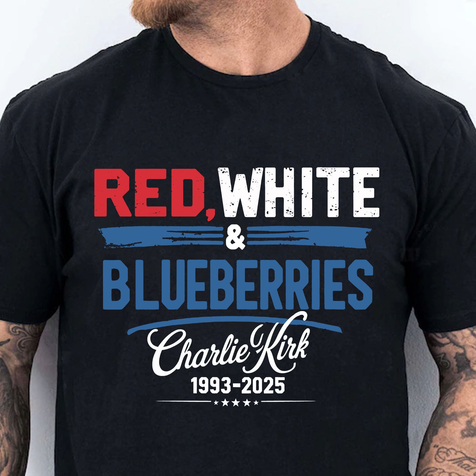 Red White & Blueberries Charlie Kirk 1993-2025 Shirt | Justice Charlie Kirk Memorial Shirt 683073