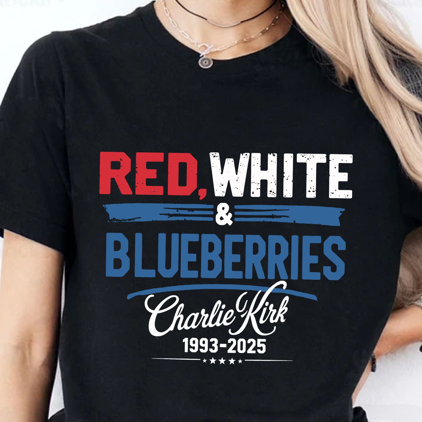 Red White & Blueberries Charlie Kirk 1993-2025 Shirt | Justice Charlie Kirk Memorial Shirt 683073