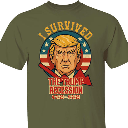 I Survived The Trump Recession Shirt – Funny 8647 Anti Trump Political Protest Tee, Anti MAGA Satire Dark Shirt For Democrat Supporters 682212