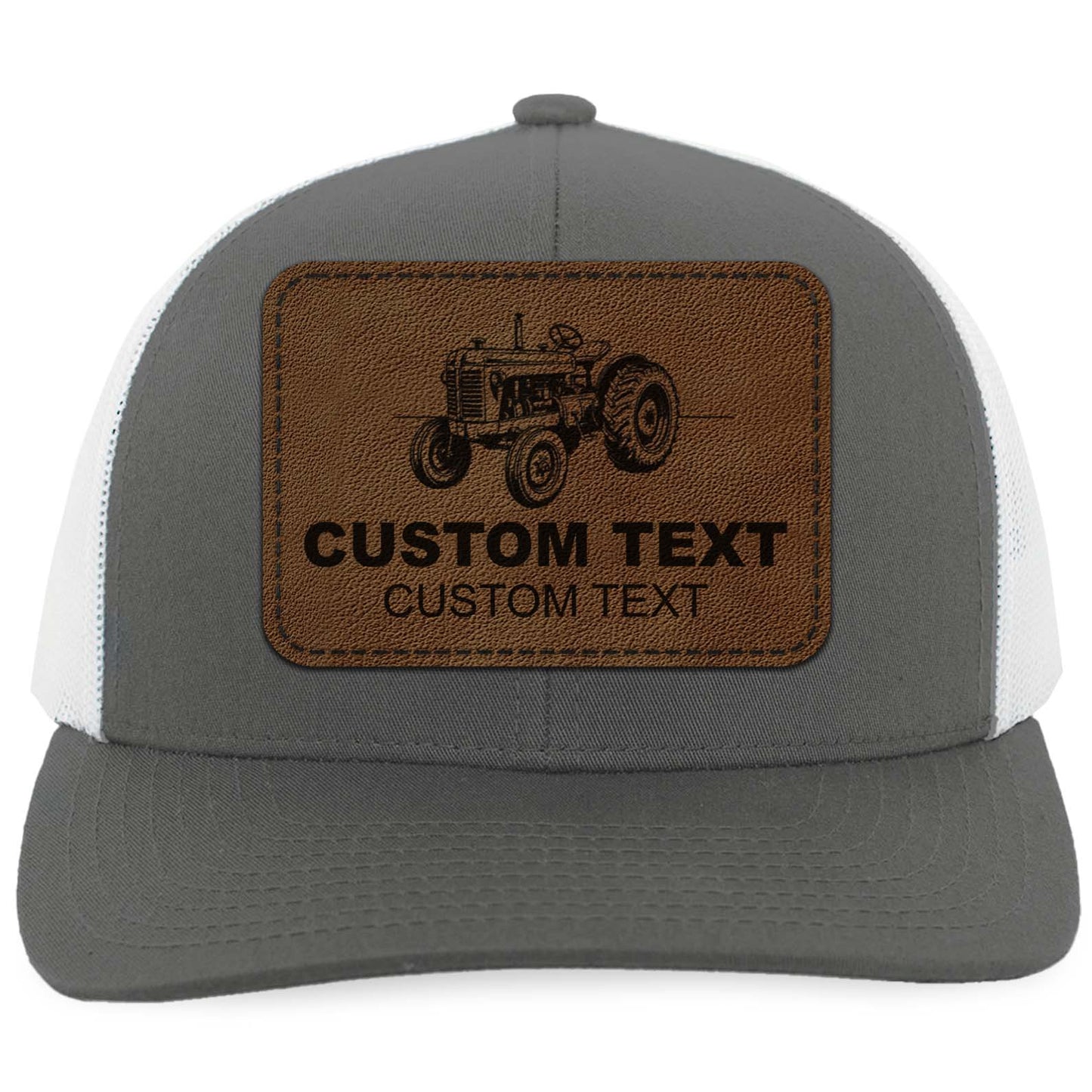 Custom Farm Trucker Leather Patch Hat, Personalized Rancher Hat, Gifts for Farmers, Tractor Cap 683838
