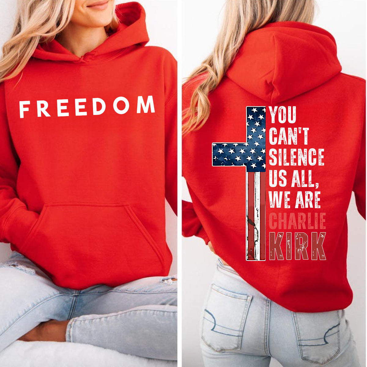 You Can't Silence Us All Charlie Kirk Shirt | Justice Charlie Kirk Front & Back Shirt 683158