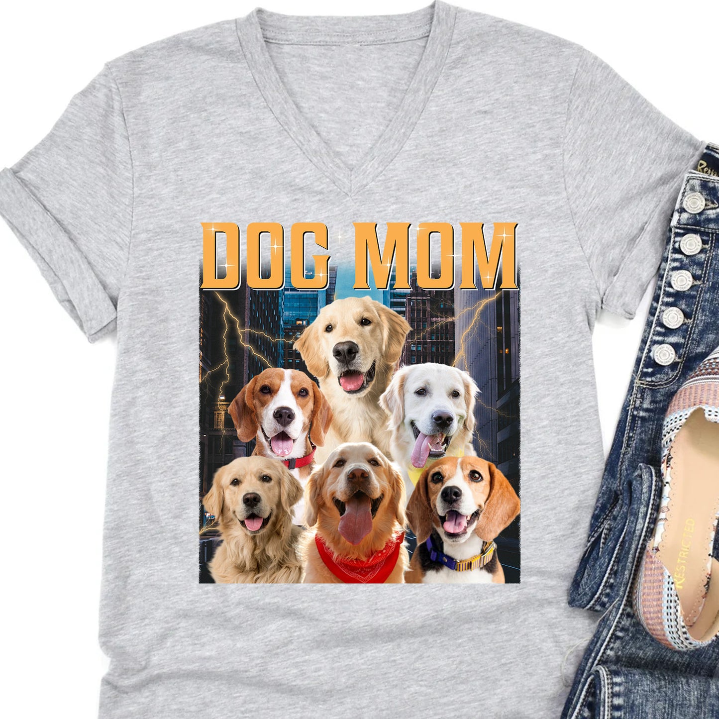 Custom Text Personalized Upload Photo Dog Cat Bright Shirt T775