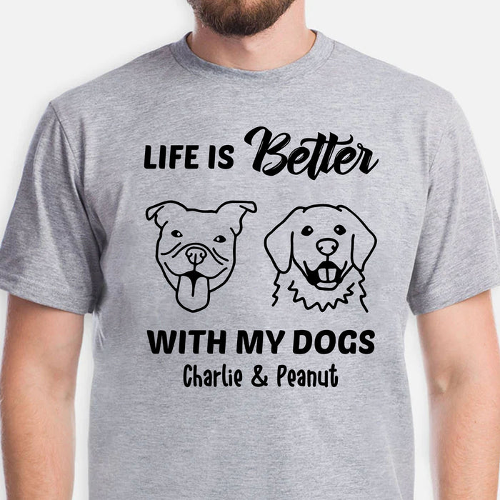 Better Life With Dogs Personalized Custom Photo Dog Bright Shirt T788