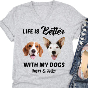 Better Life With Dogs Personalized Custom Photo Dog Bright Shirt T788