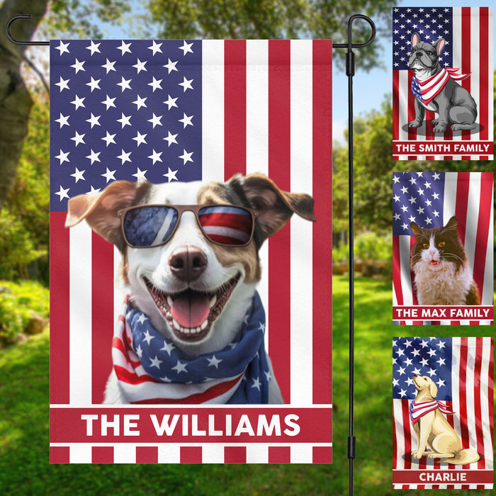 American Flag Personalized Custom Photo Dog Cat Garden Flag C713